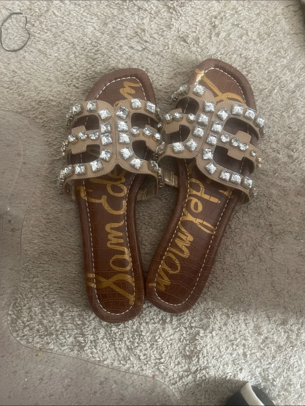 Sam Edelman Brown Jeweled Slide Sandals - Picture 1 of 2